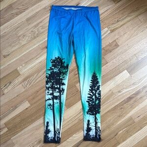 Blue and Green Tree Print Leggings